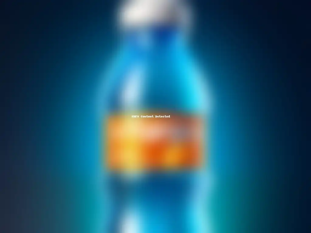 Botella de agua Vitargo: pureza y sofisticación en un vistazo Botella de agua Vitargo con líquido naranja vibrante y burbujas, transmite pureza y modernidad