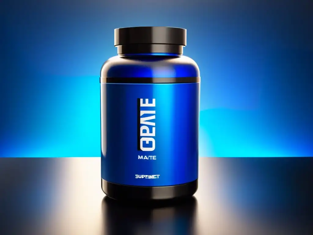 Suplemento probiótico de vanguardia en envase futurista Botella de suplemento nutricional revolucionario en gimnasio futurista de alta tecnología