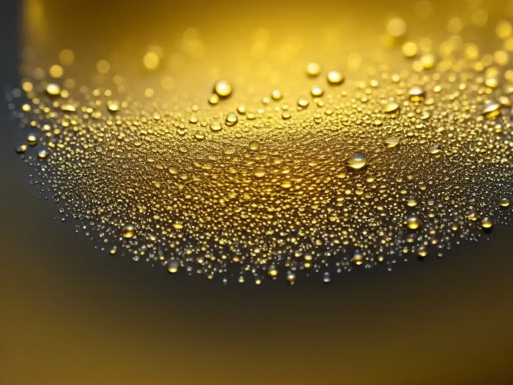 Brillo dorado: detalle del cabello con vitamina E Brillante cabello con vitamina E dorada, reflejos y gotas, destaca beneficios vitamina E piel cabello