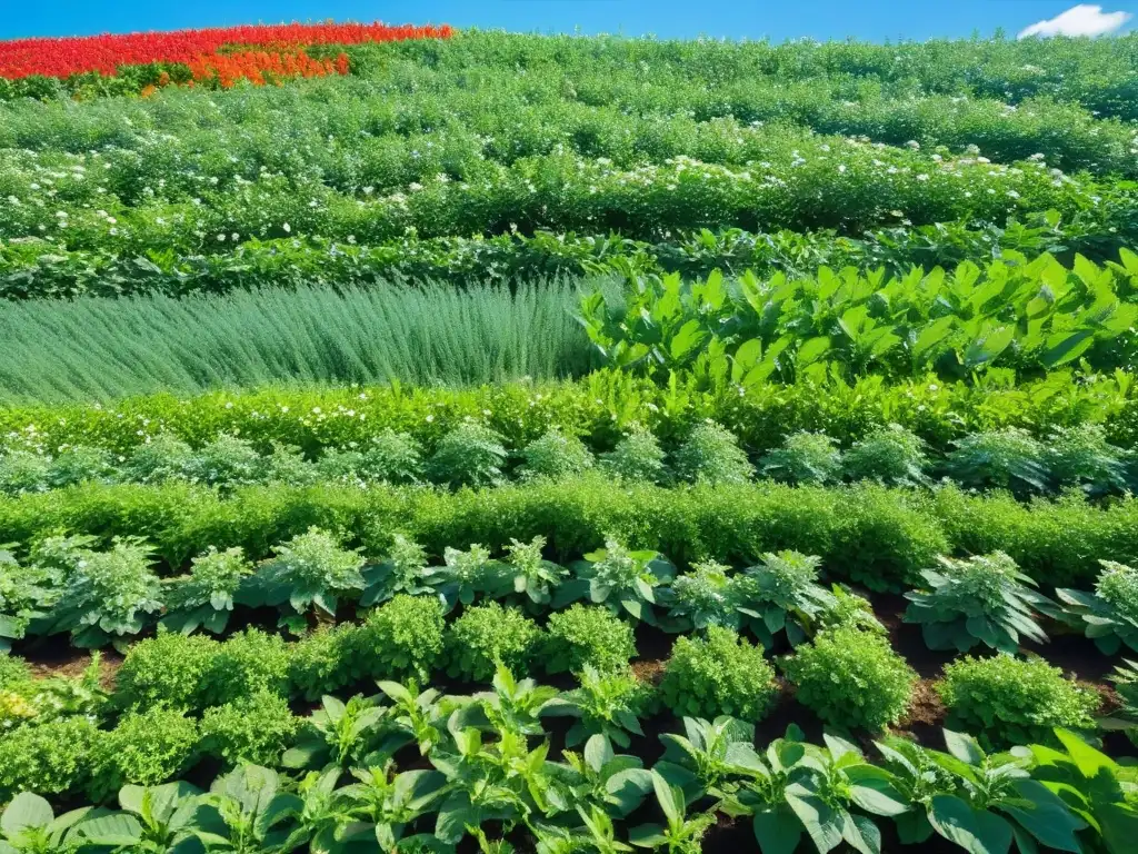 Campo vibrante con ashwagandha y alimentos veganos Campo verde exuberante con ashwagandha y alimentos veganos, irradiando vitalidad