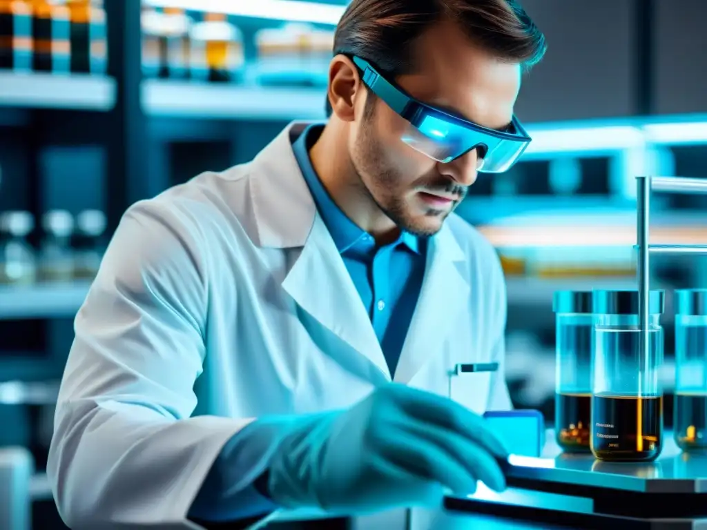Análisis de nanotecnología para suplementos nutricionales Un científico usa nanotecnología para desarrollar suplementos nutricionales