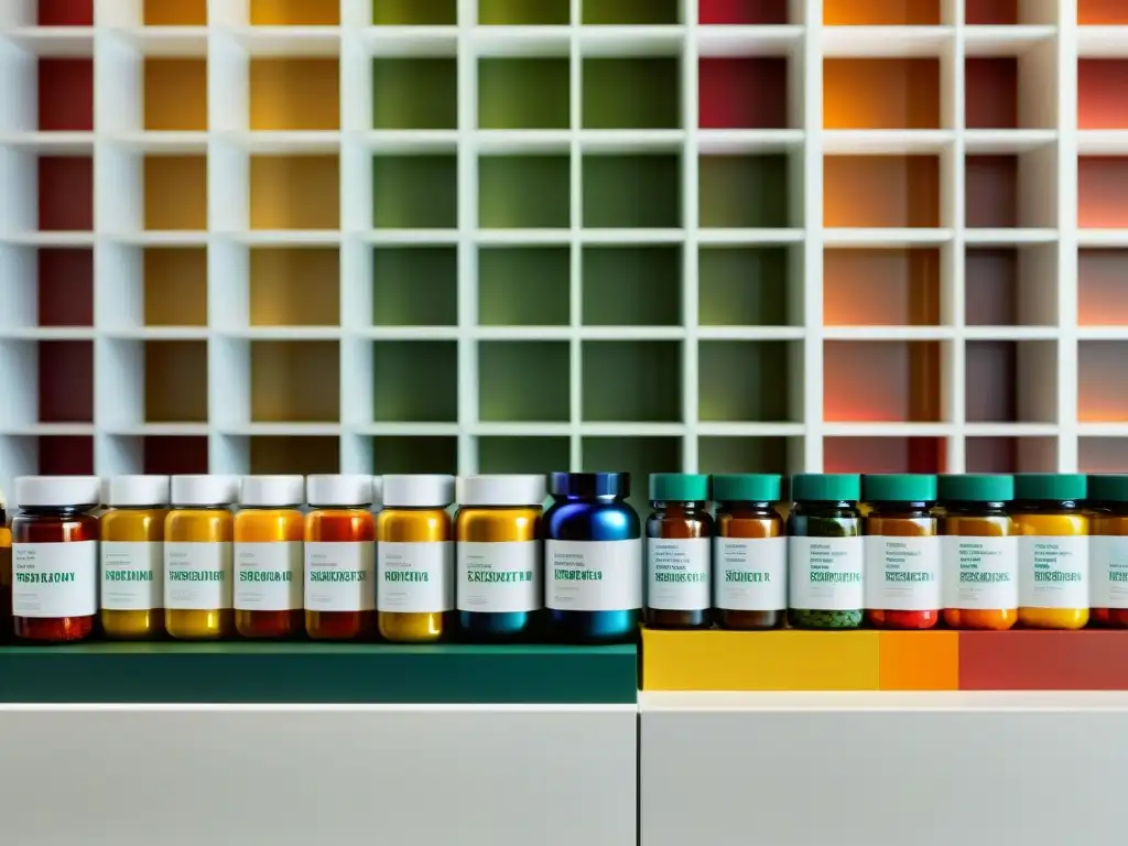 Vitaminas y suplementos para un rendimiento óptimo Una composición meticulosa de suplementos para rendimiento metabólico, organizados en un mostrador de cocina minimalista, iluminados por luz natural
