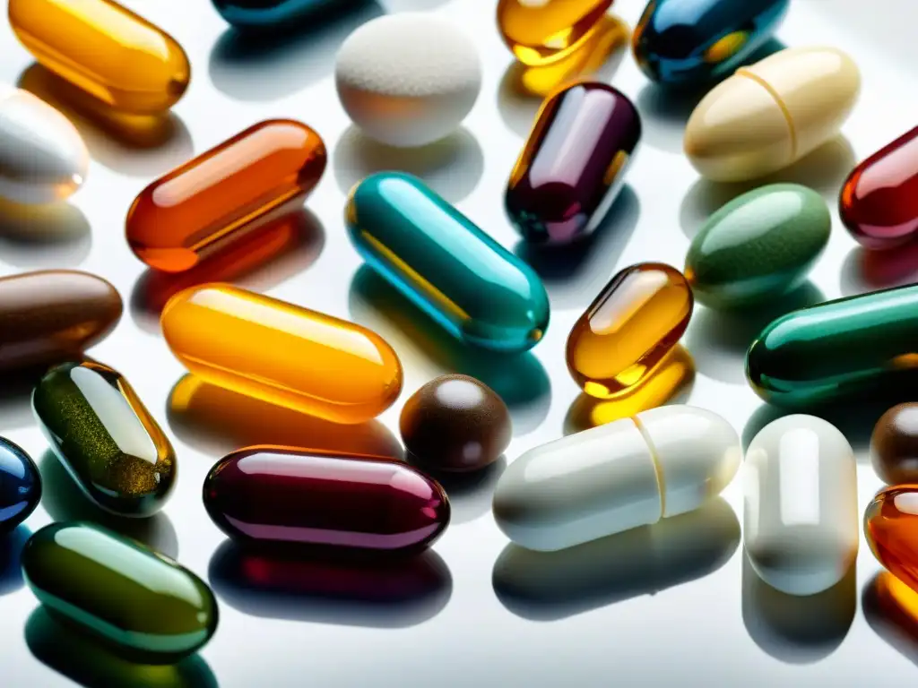 Suplementos Nutricionales: Detalles y Colores Vibrantes Una composición moderna de suplementos nutricionales naturales vs sintéticos