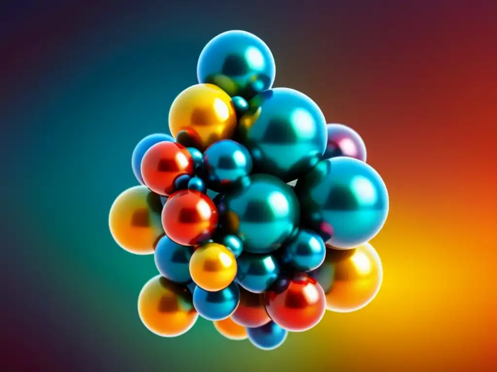 Estructura molecular vibrante del Coenzima Q10 Detallada representación de la molécula de Coenzima Q10, con colores vibrantes y detalles intrincados, evocando beneficios para el cerebro