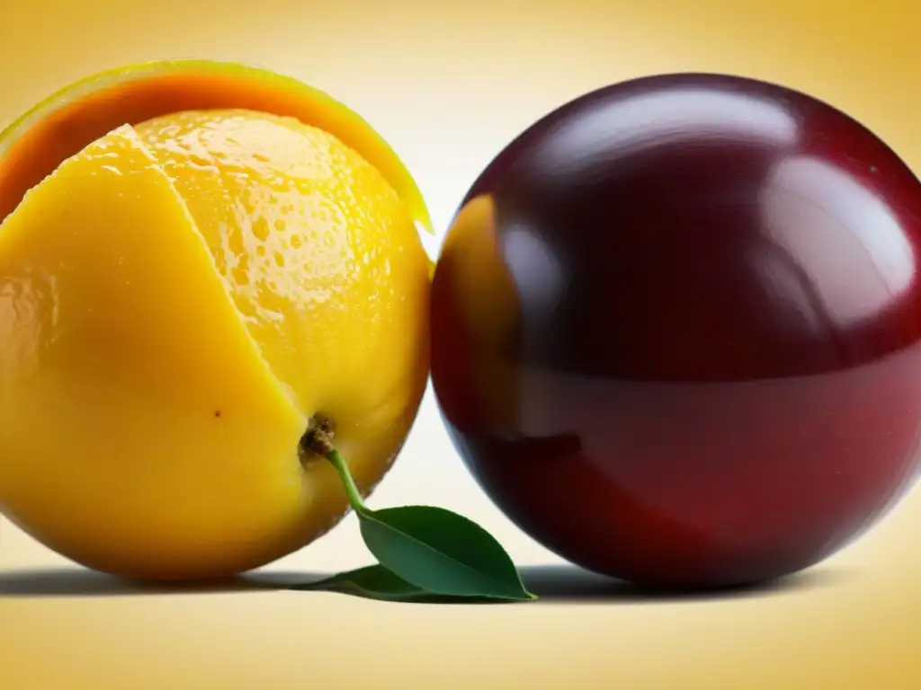 Comparación detallada: vitamina C natural vs Comparación detallada entre suplementos nutricionales naturales y sintéticos, mostrando diferencias de color, textura y composición