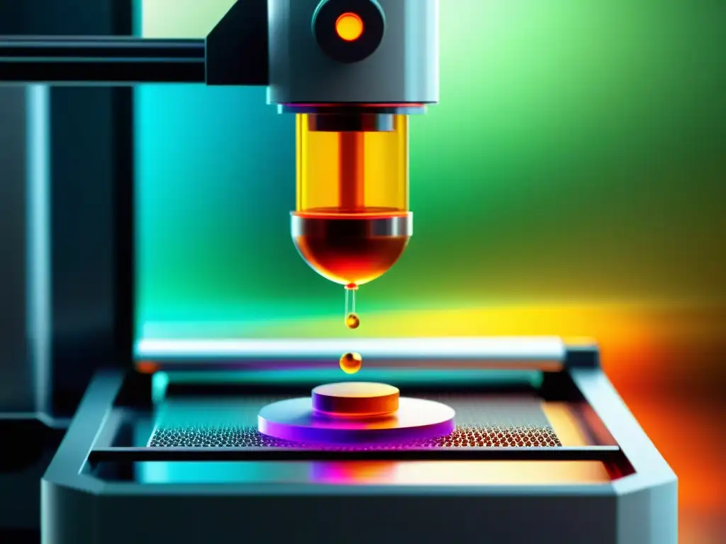 3D impresión de pastilla personalizada: tecnología futurista Detalle de impresora 3D creando suplemento nutricional personalizado con alta precisión y tecnología futurista