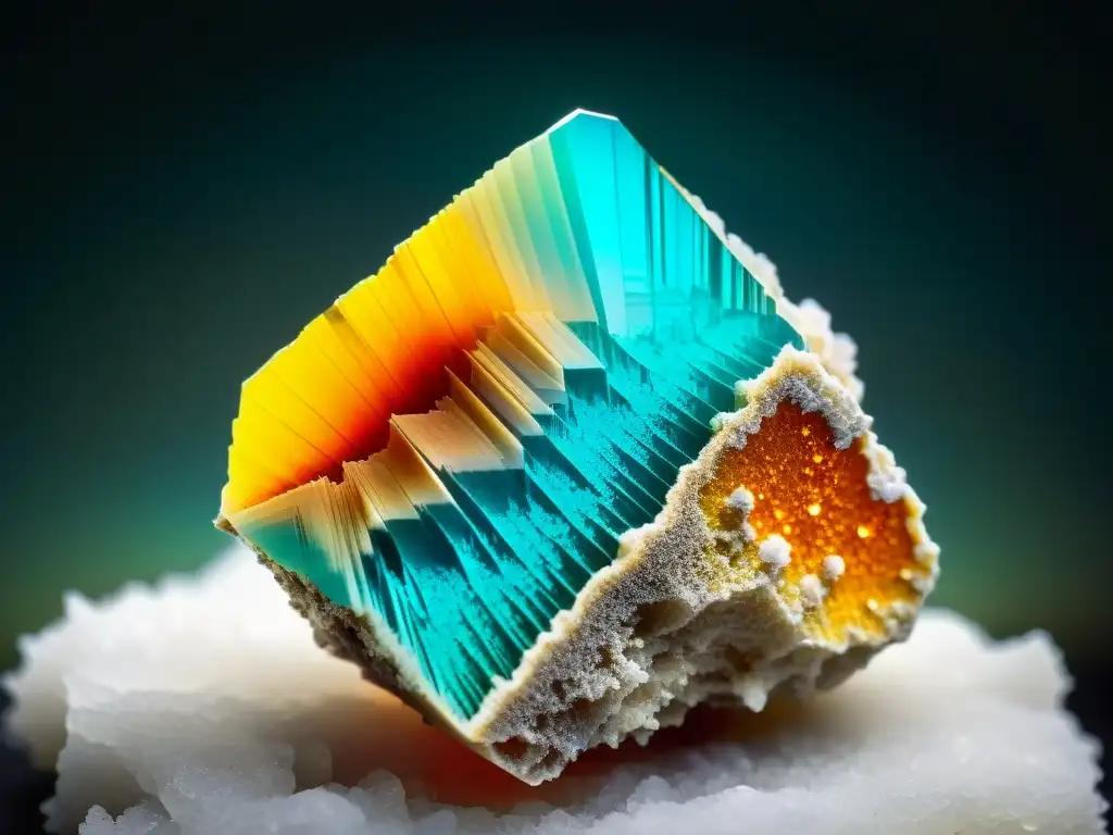 Lantano mineral: estructura cristalina y colores vibrantes Detalle lustrado del mineral lantano con estructura cristalina única y colores vivos que transmiten modernidad