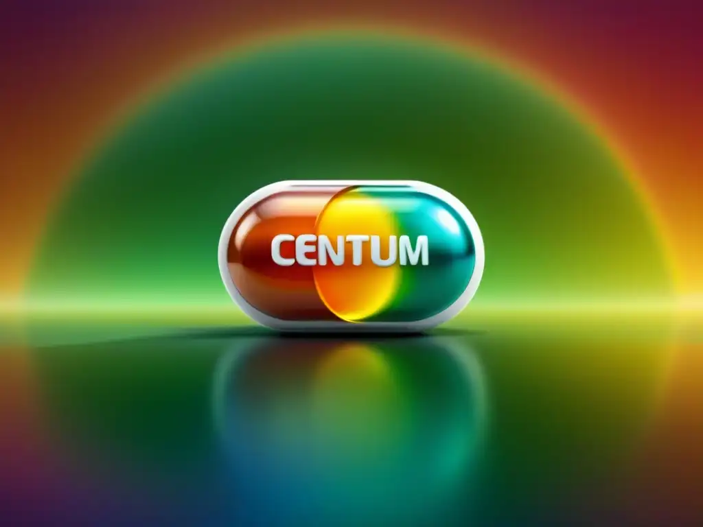 Detalle asombroso de una píldora Centrum en 8k Detalle 8k de un multivitamínico Centrum, resaltando su textura y colores para transmitir su efectividad