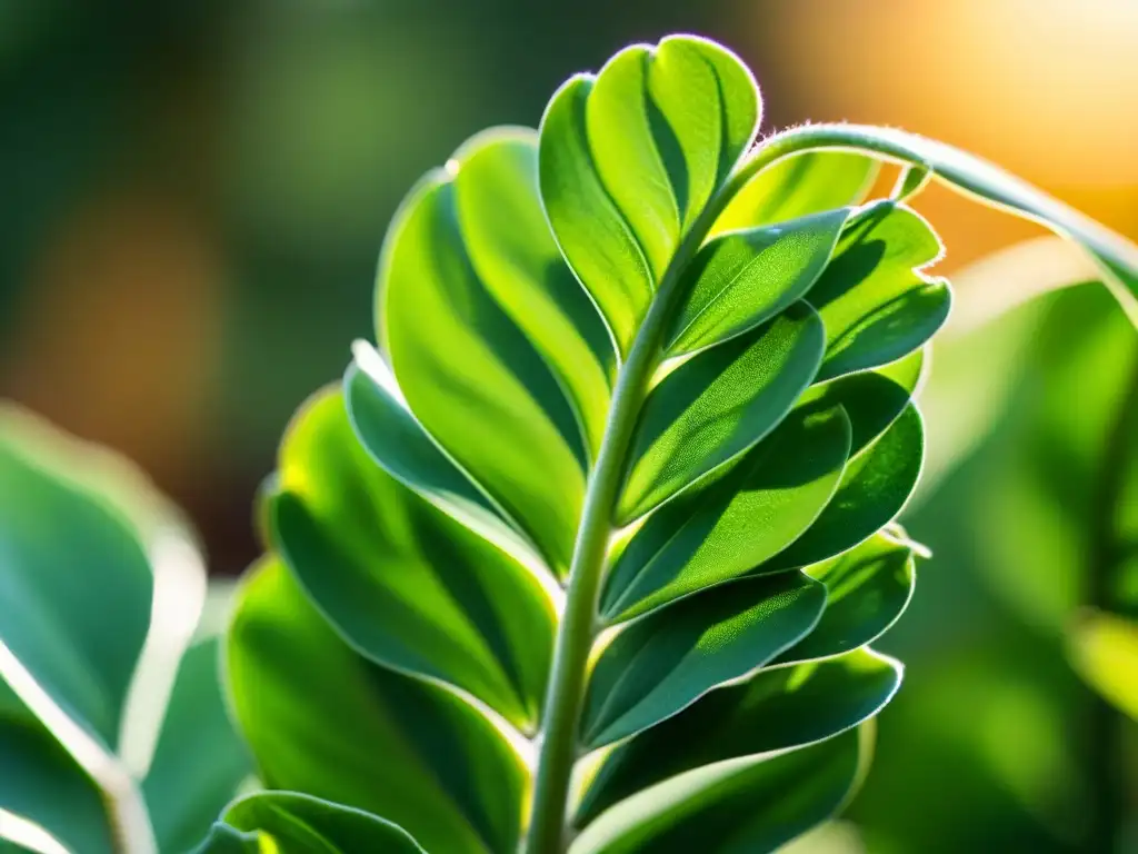 Detalle asombroso de planta de guisante en vibrante verdor Detalle de planta de guisante verde vibrante con delicadas hojas y brotes, resaltando su textura e intrincados patrones