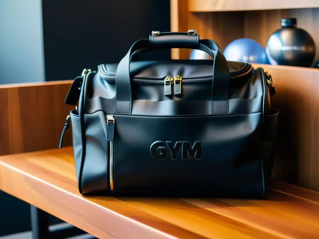 Maletín de gimnasio de lujo con suplementos de alta gama Una elegante bolsa de gimnasio negra con los mejores suplementos para masa muscular 2023