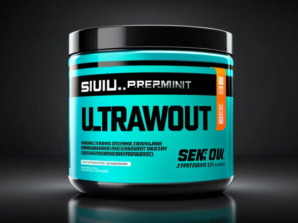 Suplemento preentrenamiento de alta energía: diseño moderno y potente Envase de suplemento preentreno moderno con diseño futurista y vibrantes colores de alto contraste