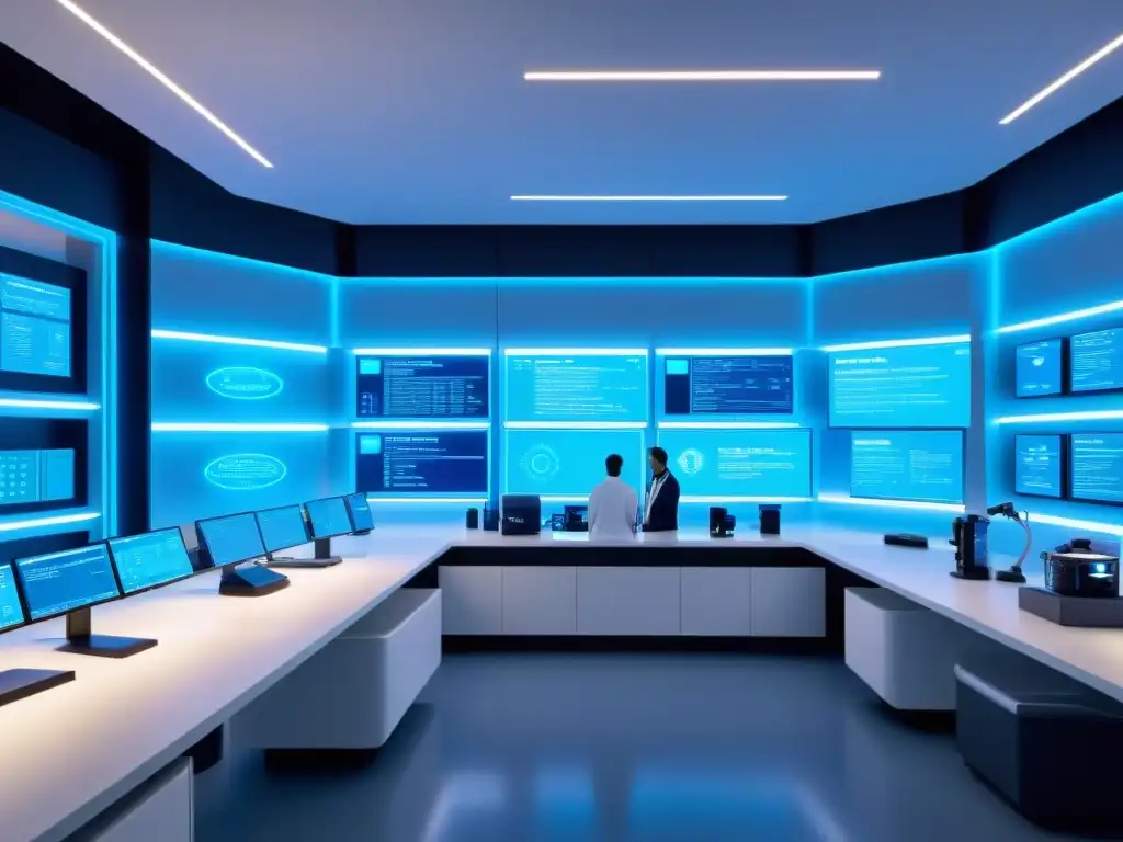 Lab futurista con científicos y suplementos para el cerebro Equipo científico en laboratorio futurista desarrollando suplementos nootrópicos para concentración, con ambiente de vanguardia y tecnología avanzada