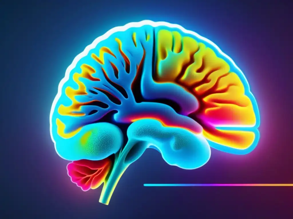 Estudio científico: Suplemento de Coenzima Q10 y actividad cerebral Escaneo cerebral detallado en alta resolución resaltando beneficios de coenzima Q10 para la salud cerebral