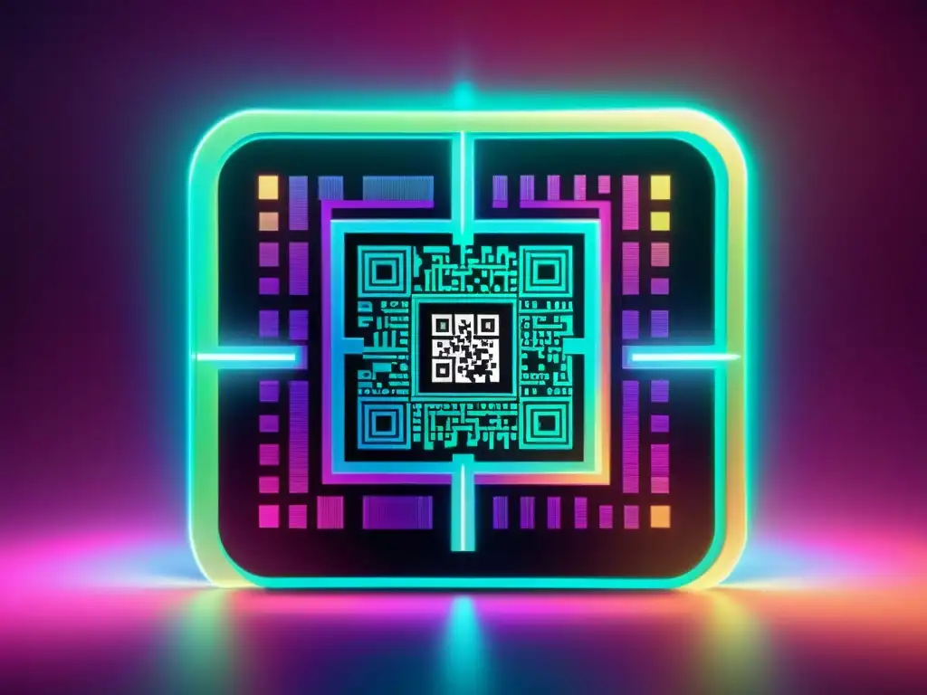 Escaneo futurista de holograma QR: tecnología de vanguardia Escaneo de holograma QR con blockchain para verificación autenticidad suplementos, atmósfera futurista y tecnología de vanguardia