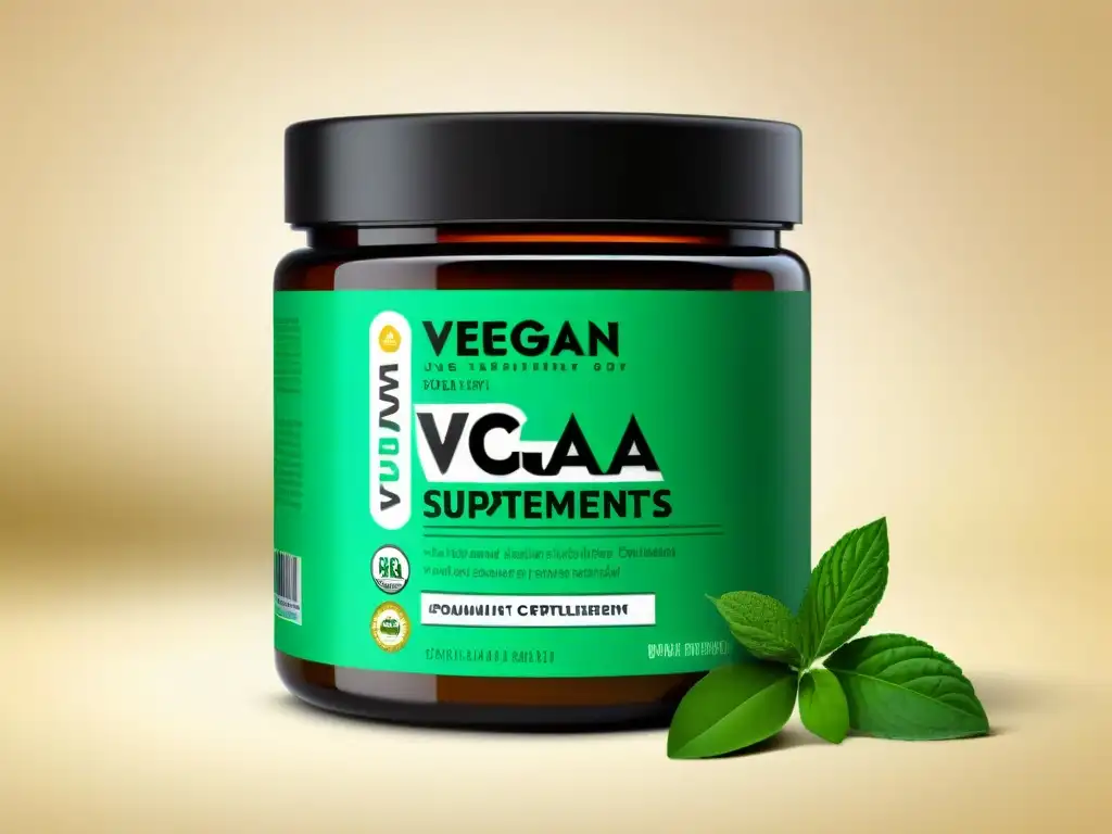 Suplemento vegano CLA: peso y salud Un frasco de suplementos CLA veganos para pérdida de peso, con diseño moderno y certificaciones veganas y orgánicas