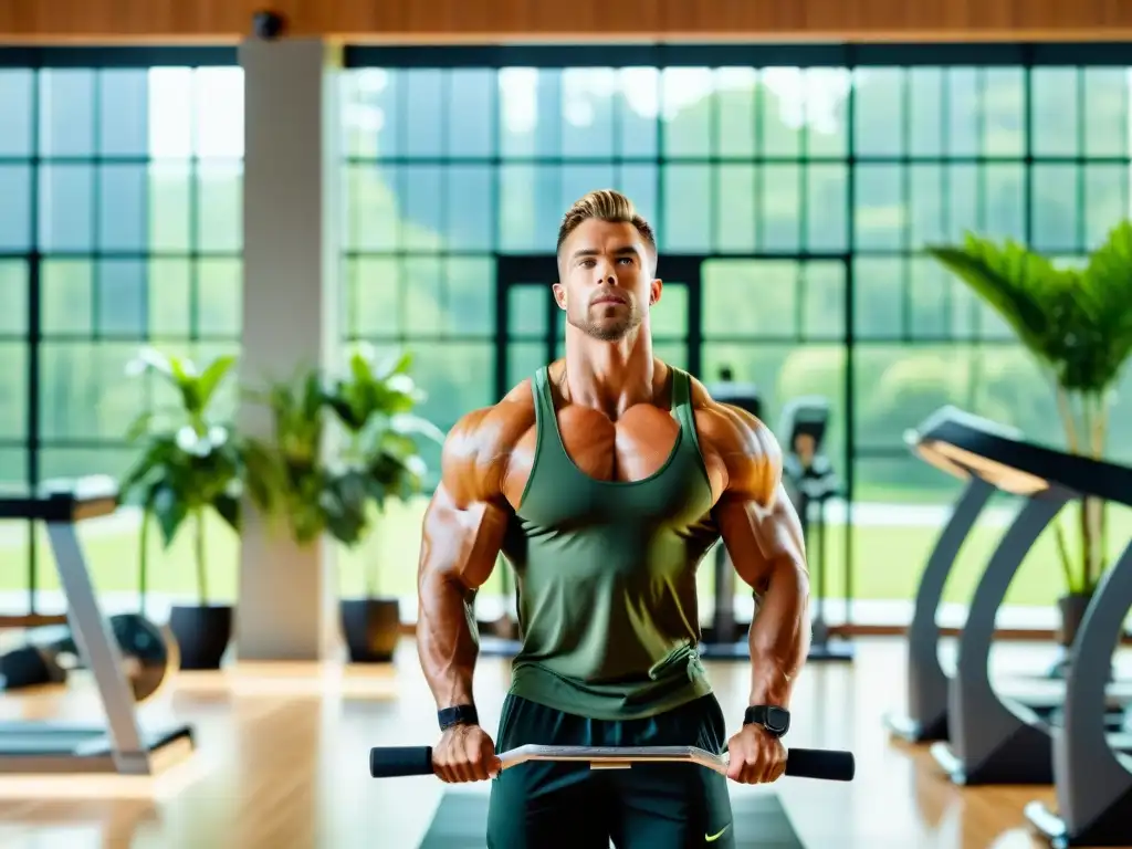 Gimnasio moderno con equipo de última generación y motivación Un gimnasio moderno y limpio con equipos de última generación, iluminado por luz natural