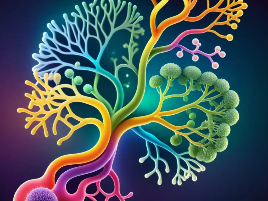 Conexión Gut-Brain: Ilustración vibrante e impactante Una ilustración moderna y vibrante de la conexión entre el intestino y el cerebro, mostrando la microbiota intestinal y las vías neuronales