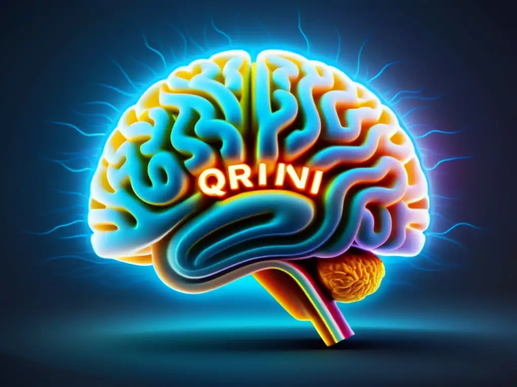 Modelo de cerebro futurista con energía revitalizante de Coenzima Q10 Una imagen futurista muestra un modelo de cerebro con energía vibrante, representando los beneficios de la coenzima Q10 para el cerebro