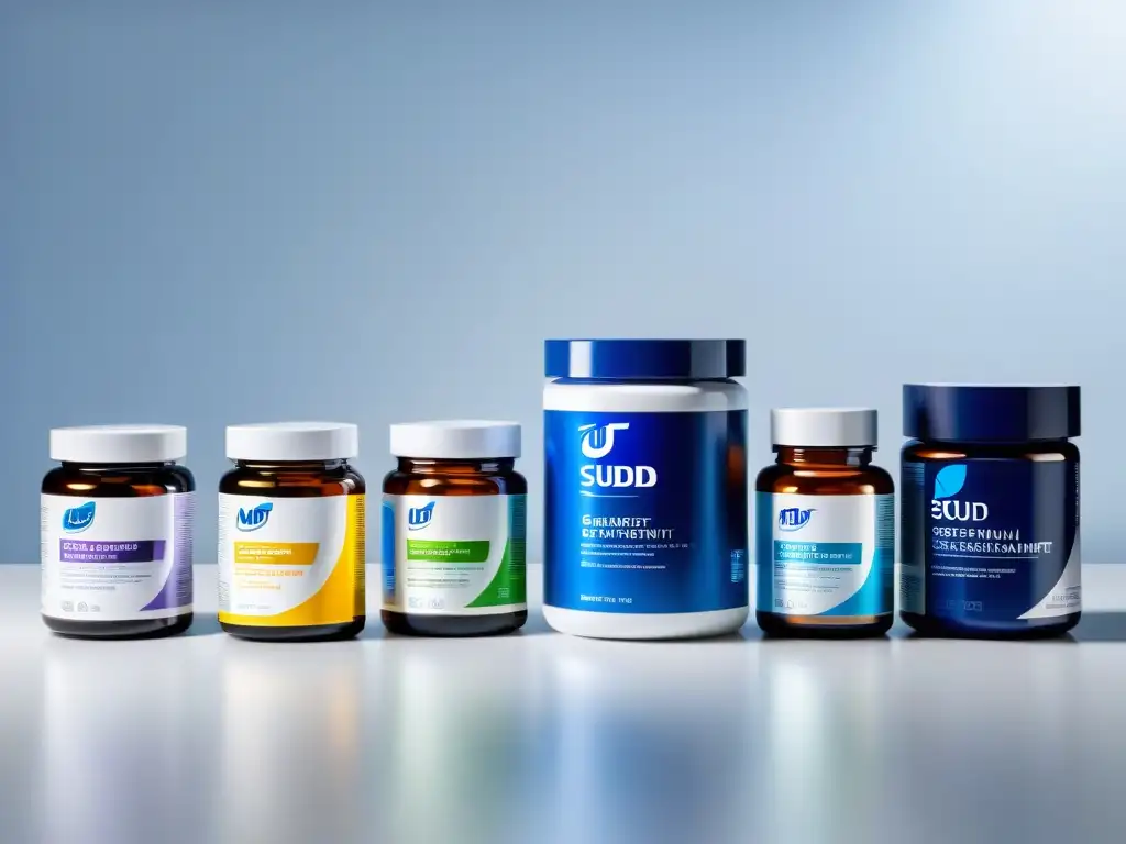 Suplementos Nutricionales Certificados: Calidad y Seguridad Una imagen impactante de suplementos nutricionales certificados por TÜV SÜD, con empaque minimalista y colores vibrantes