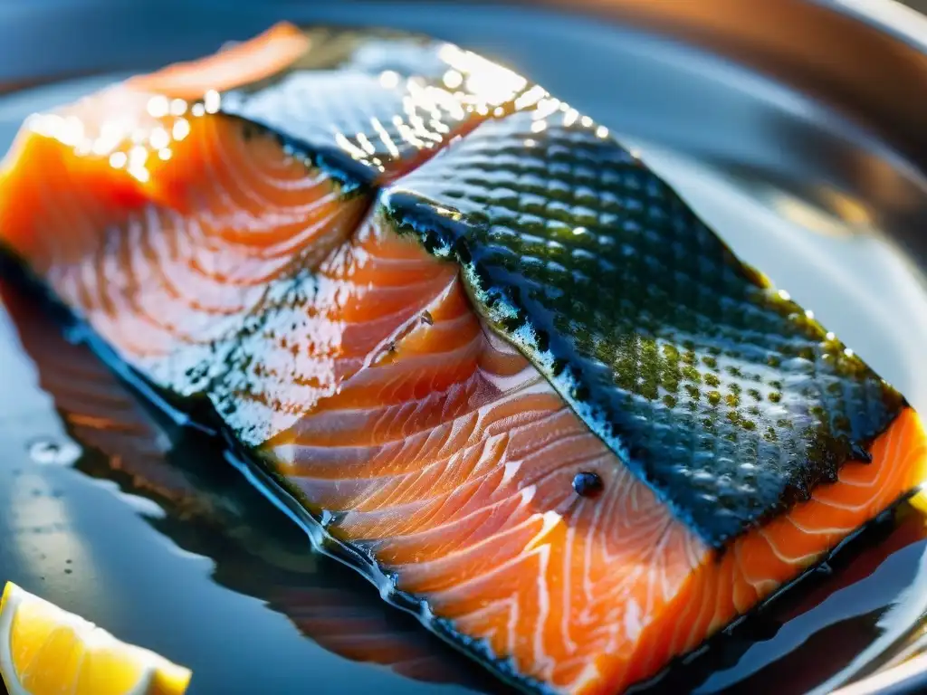 Salmón fresco capturado, omega-3 en detalle Imponente salmón fresco en un mercado de mariscos, resaltando la importancia de los omega 3 suplementos postBrexit Europa