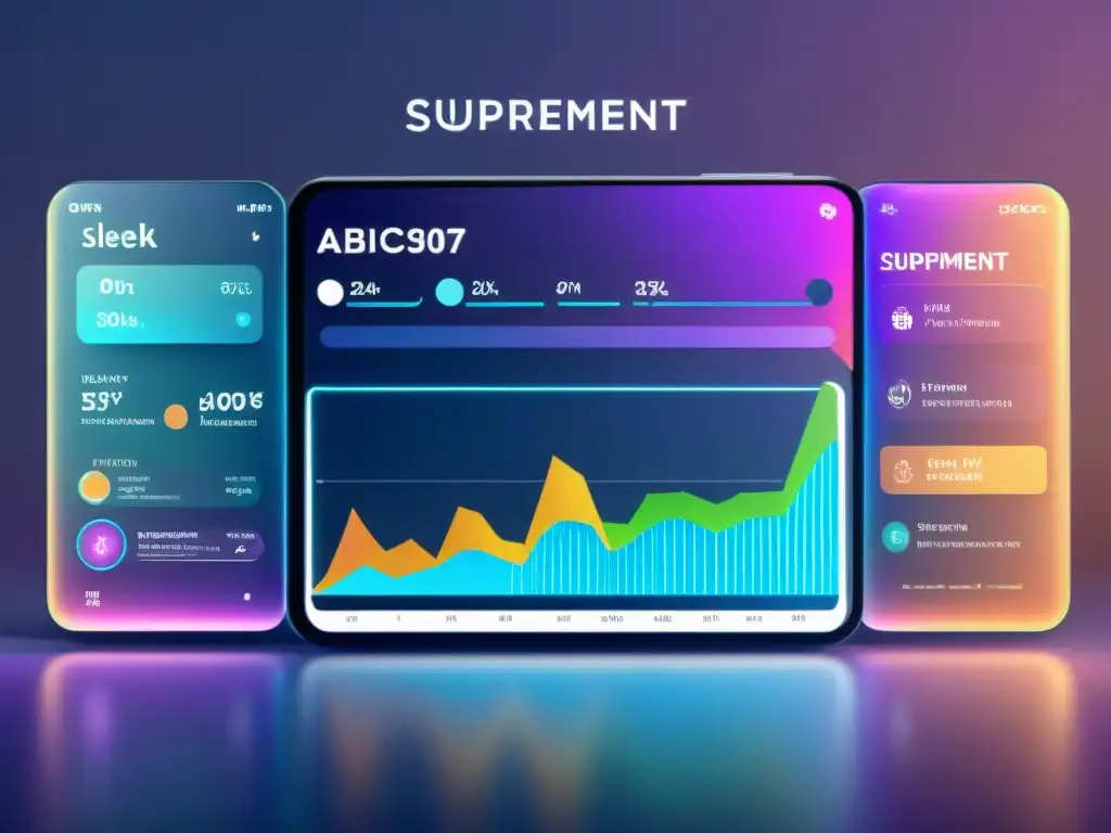 Interfaz AI futurista muestra recomendaciones personalizadas de suplementos Interfaz de IA futurista muestra recomendaciones personalizadas de suplementos nutricionales basadas en datos de salud