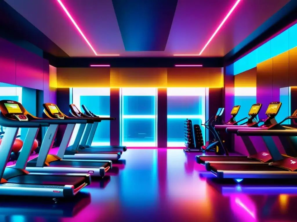 Gimnasio moderno y vibrante: 8k ultradetallado Interior de gimnasio moderno y vibrante con equipos de última generación para los mejores preentrenamientos para energía explosiva