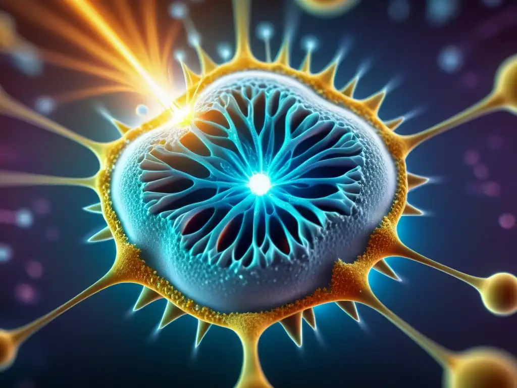 Absorción de magnesio: vital para la función celular Un ion de magnesio brillante es absorbido por una célula, rodeado de maquinaria molecular