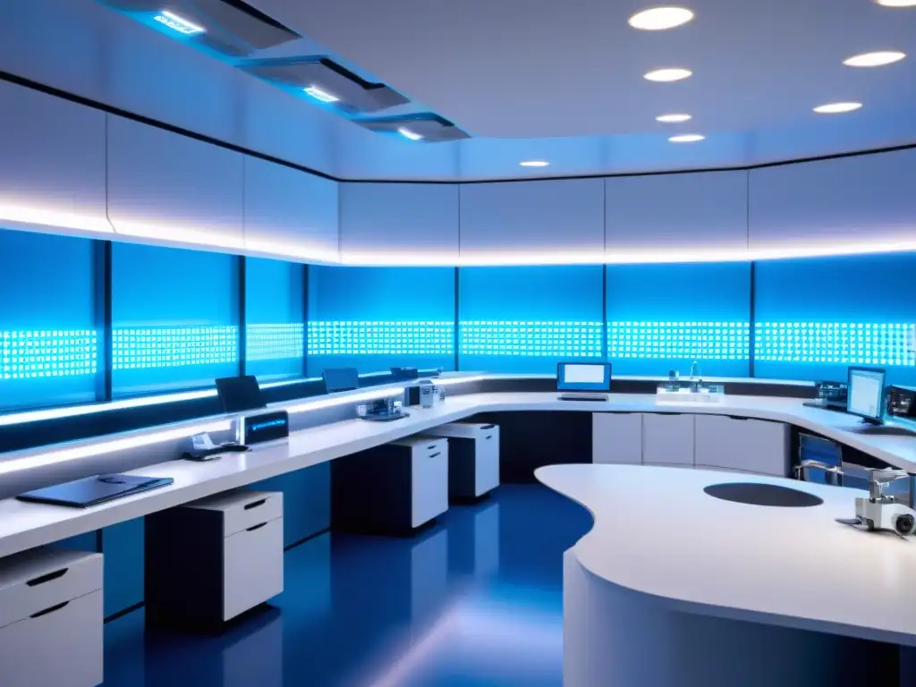 Lab de Suplementos Genéticos: Innovación Hightech En un laboratorio futurista, científicos analizan datos genéticos y desarrollan suplementos deportivos de alta tecnología