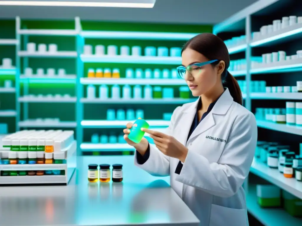Moderno laboratorio con suplementos organizados Un laboratorio moderno y ordenado con suplementos seguros para enfermedades autoinmunes, transmitiendo confianza y profesionalismo