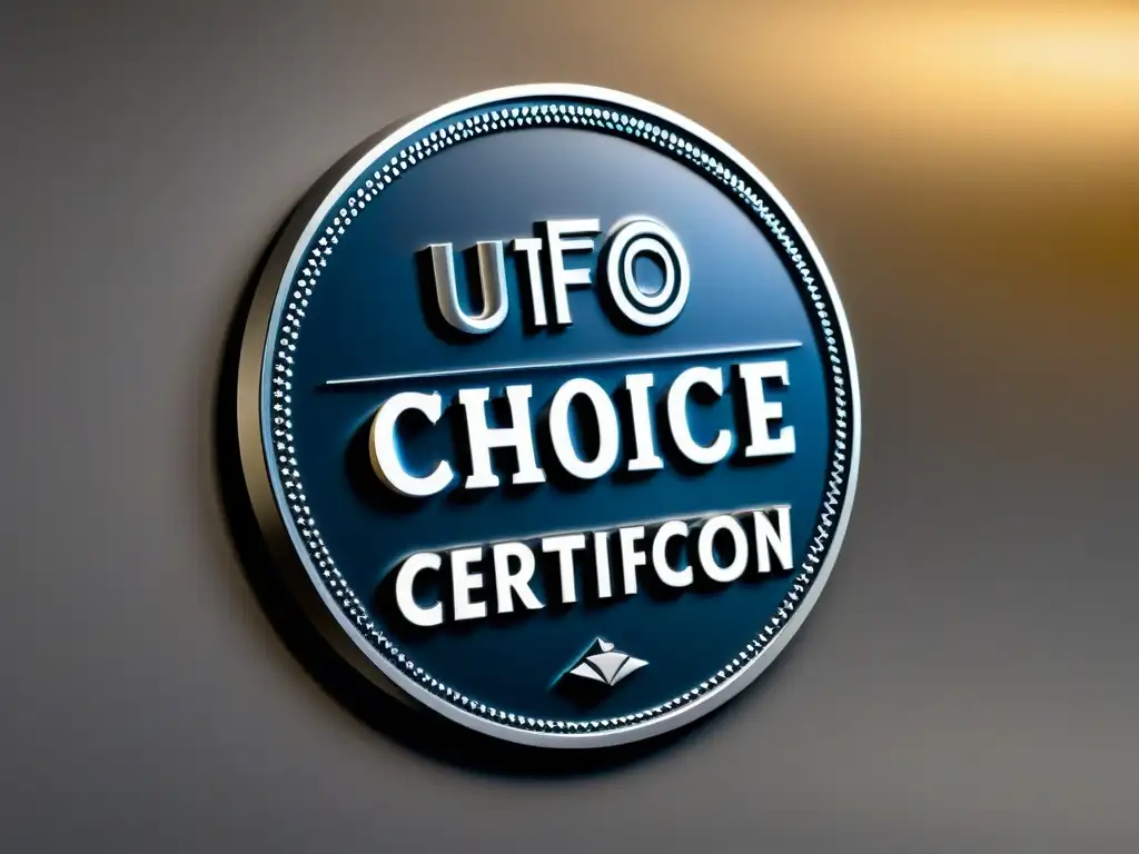 Insignia de Certificación InformedChoice en Detalle Ultraclaro El logo de Certificaciones InformedChoice protegen consumidor brilla en un fondo metálico, mostrando calidad y profesionalismo