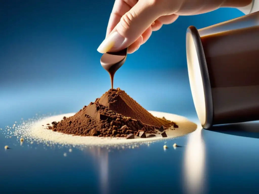 Medición precisa de proteína en polvo: chocolate y vainilla Medición precisa de proteína en polvo en shaker moderno para suplementación muscular