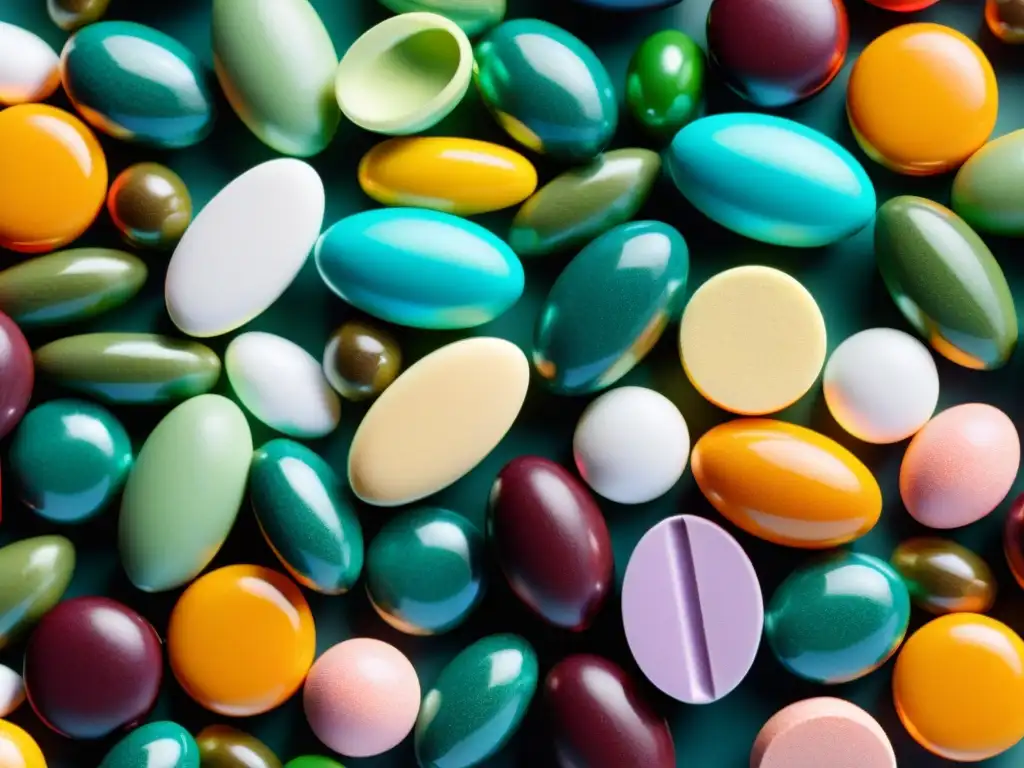 Suplementos Nutricionales Personalizados: Detalles Coloridos Una mezcla de suplementos nutricionales personalizados según edad, organizados en una composición vibrante y moderna