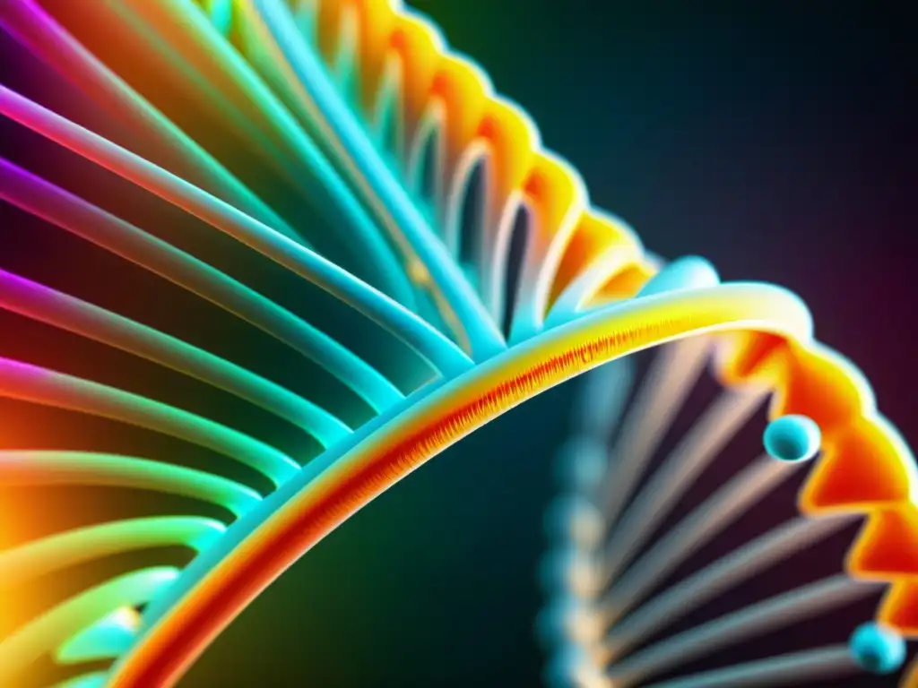 Secuencia genética de ADN: Vibrante imagen ultradetallada Una representación moderna y deslumbrante del ADN, con colores vibrantes y una estructura de doble hélice