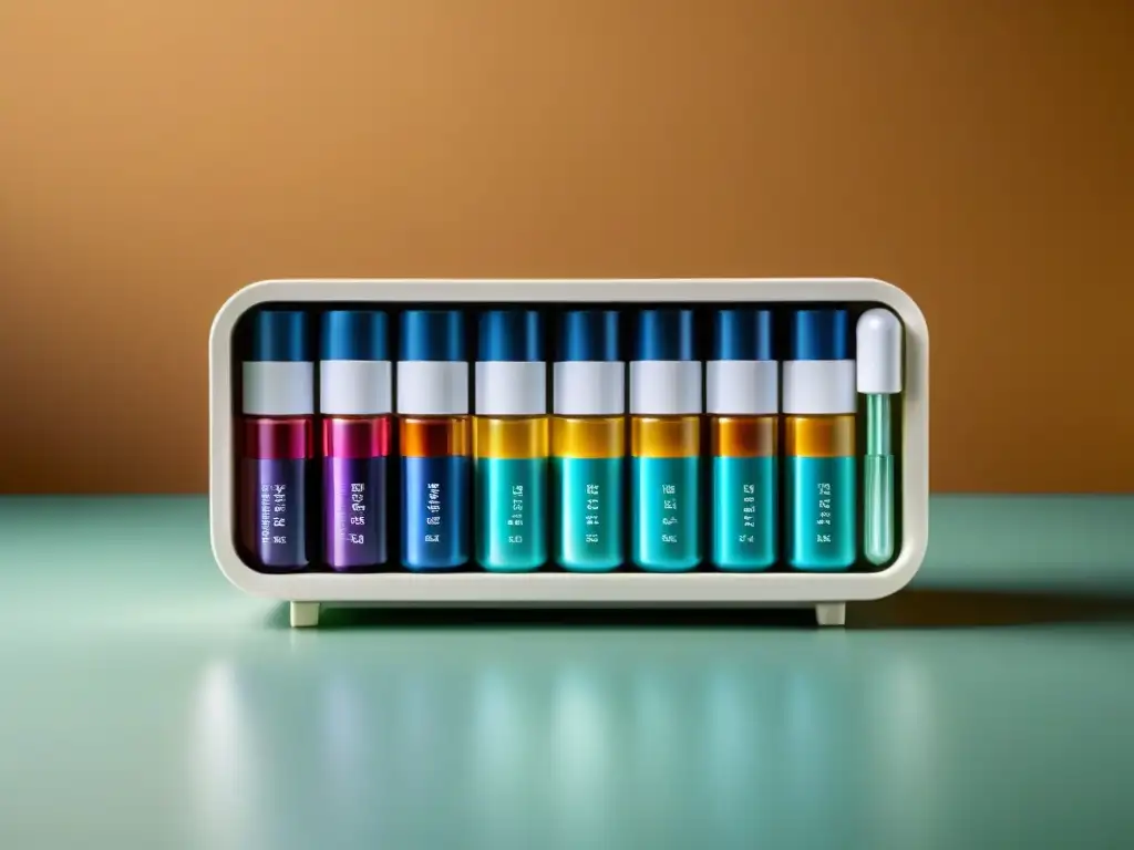 Organizador de píldoras para un corazón sano Un organizador moderno de pastillas con suplementos cardiosaludables, en un entorno minimalista con iluminación suave y natural