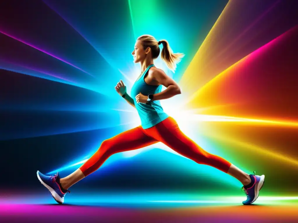Maximiza tu energía con B Complex: ¡Vitalidad en movimiento! Persona activa con energía ilimitada practicando running, ciclismo y yoga, irradiando vitalidad y usando suplemento complejo B para energía