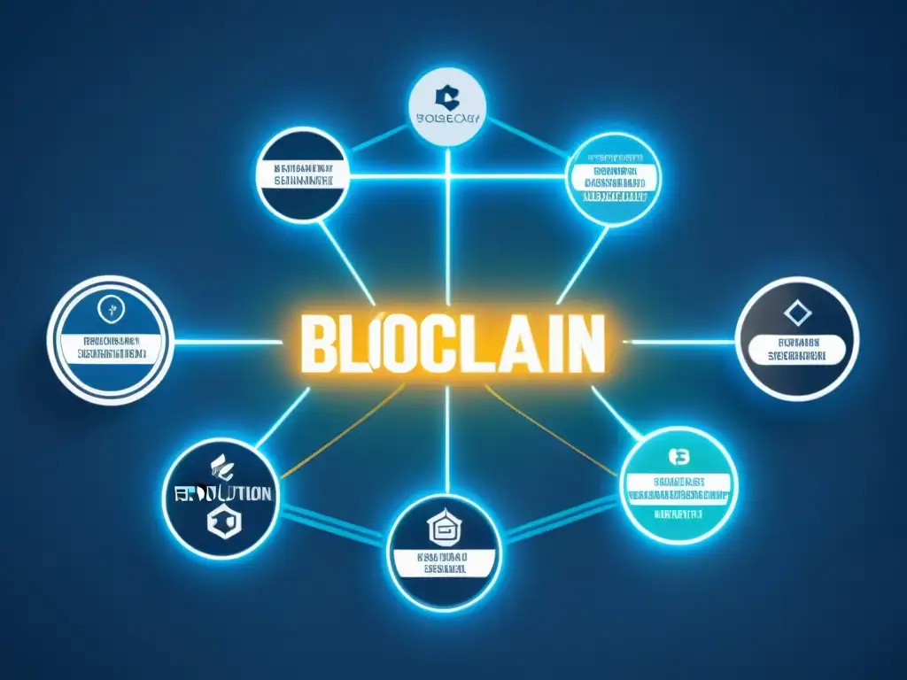 Red de blockchain para suplementos nutricionales: transparencia y confianza Una red blockchain futurista conecta nodos de suplementos nutricionales, evocando innovación y confianza en la suplementación