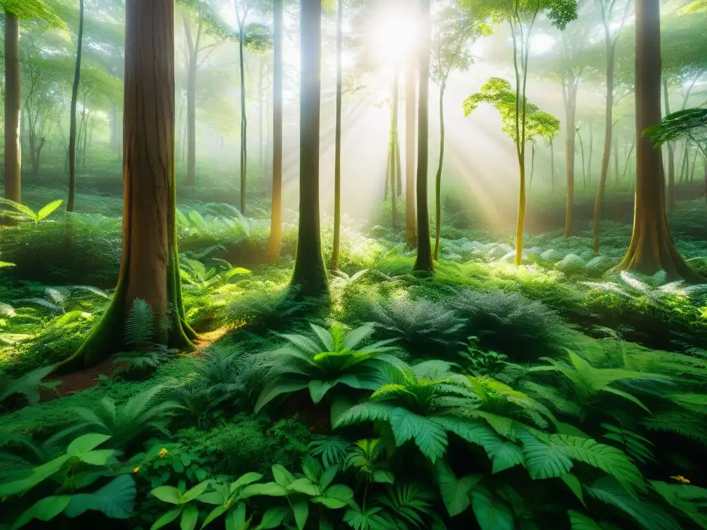 Bosque Curativo: Plantas Antiinflamatorias en 8k Sendero de suplementos para recuperación de lesiones deportivas en un frondoso bosque verde con plantas antiinflamatorias como cúrcuma y jengibre