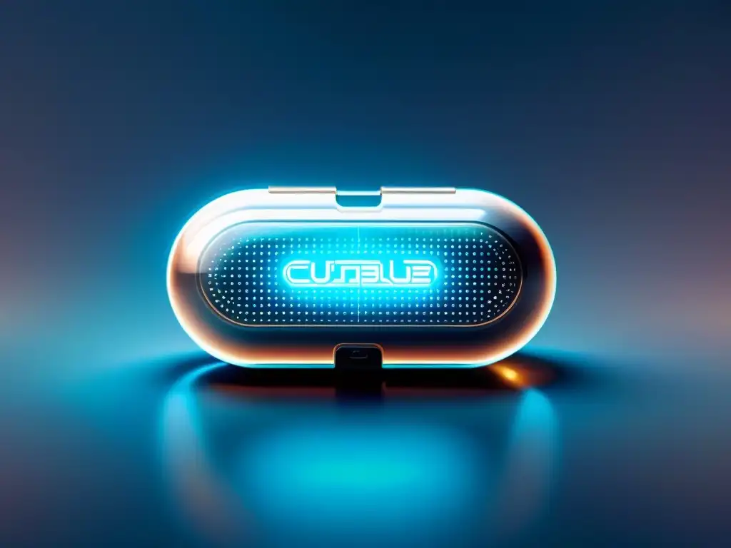 Píldora inteligente: comunicación futurista con smartphone Suplementos inteligentes con comunicación: cápsula futurista revela circuitos y tecnología, interactuando con smartphone