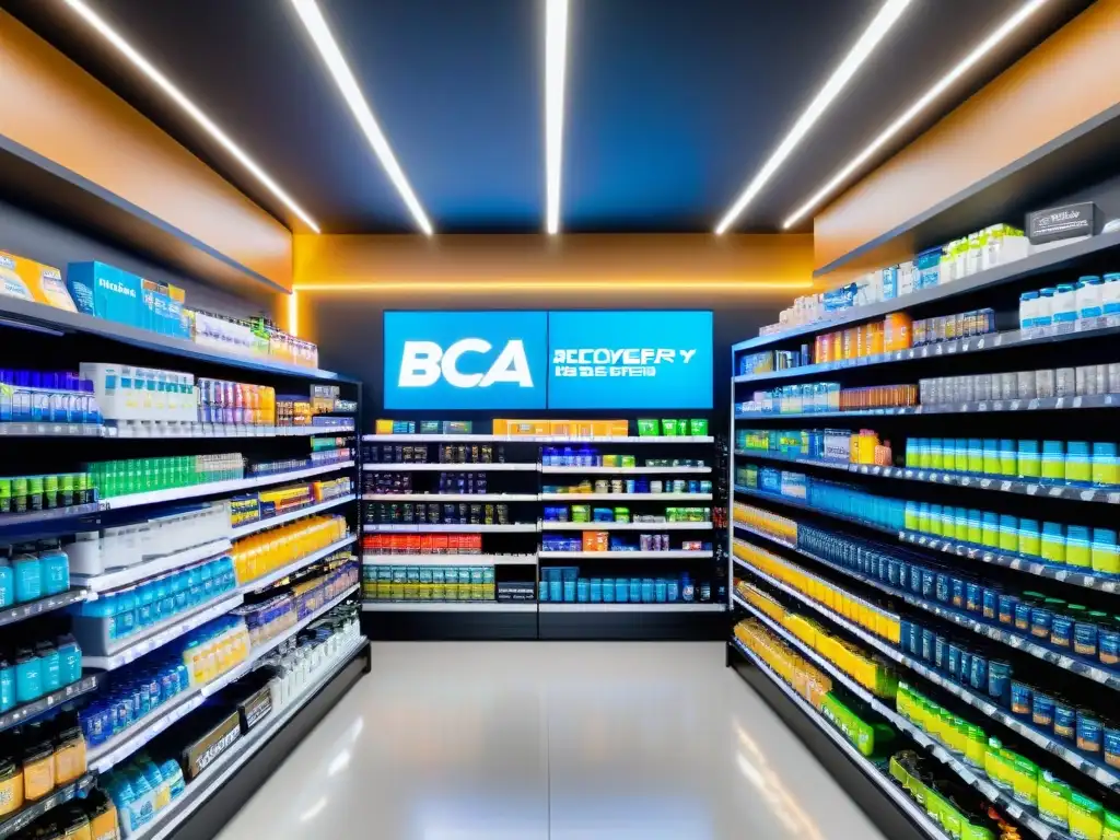 Tienda de nutrición deportiva con suplementos de recuperación Tienda moderna de suplementos para recuperación postentrenamiento