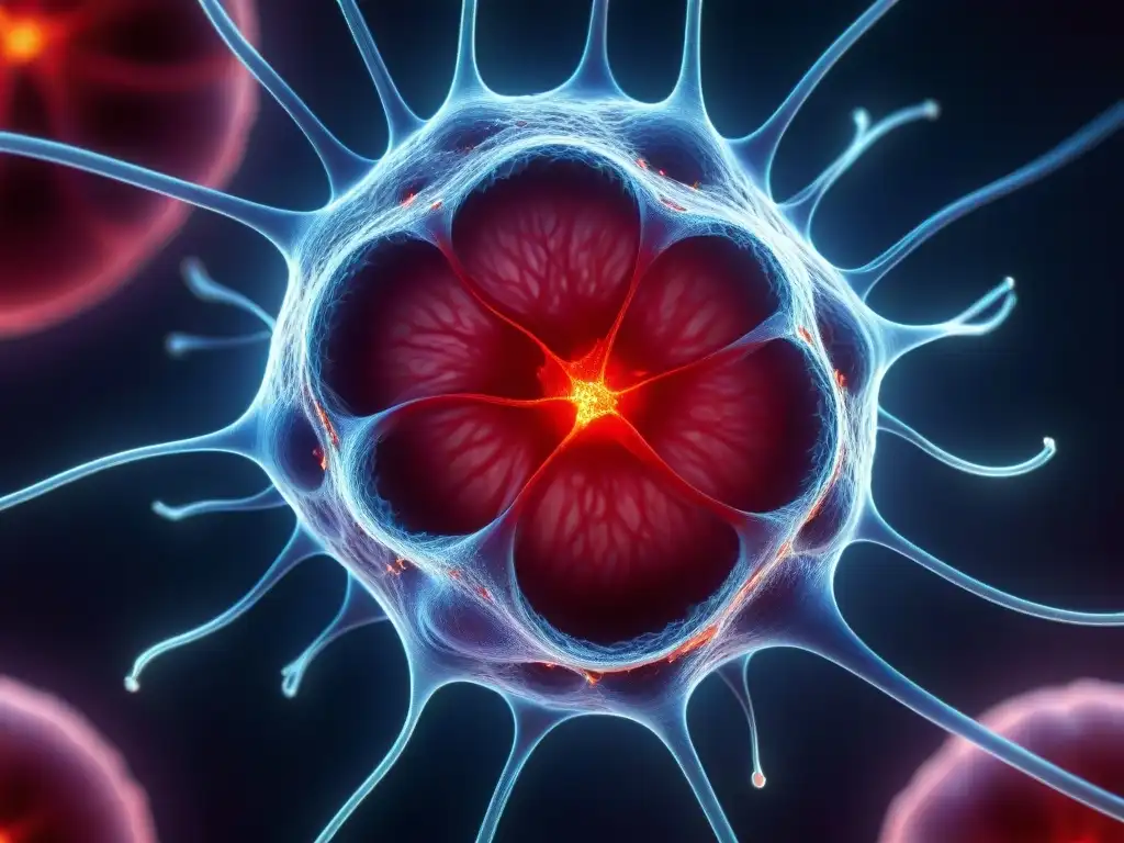 Un torrente sanguíneo vibrante muestra la vitalidad de la célula roja mientras fluye a través de la intrincada red de vasos sanguíneos