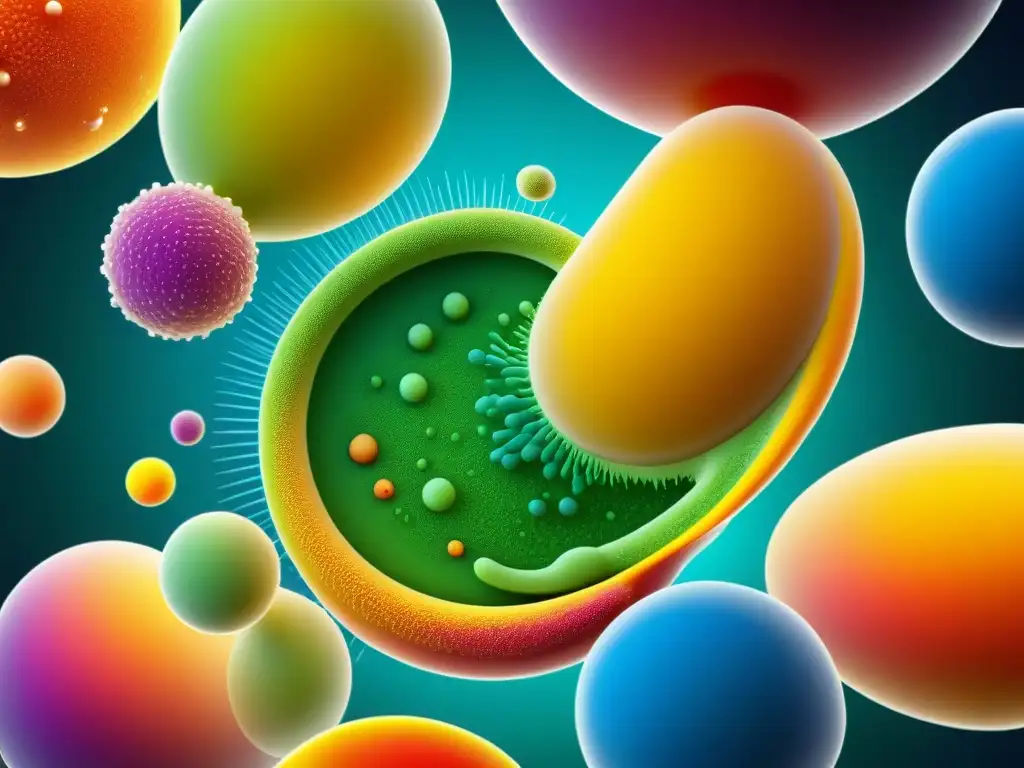 Enzimas digestivas: Reacciones coloridas y precisas Una representación ultra detallada de enzimas digestivas en acción, mostrando su eficacia científica en la descomposición de alimentos
