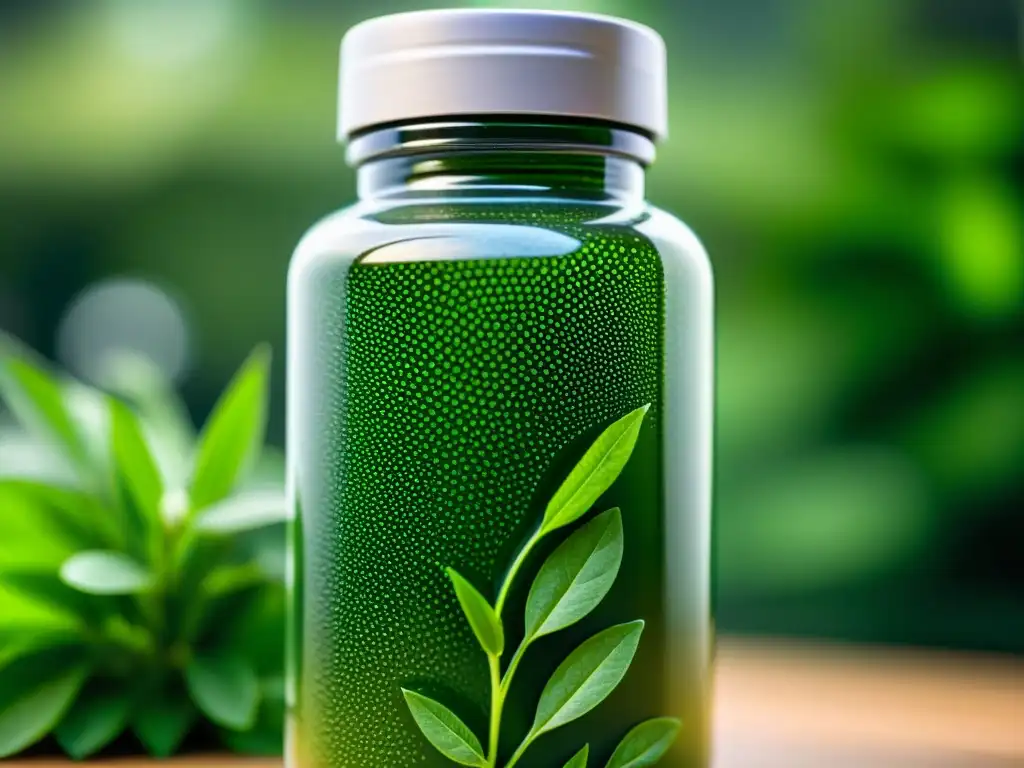 Herbal Adaptógeno: Belleza natural para un rendimiento óptimo Vibrante hierba adaptógena con gotas de agua, fondo de suplemento deportivo y gimnasio
