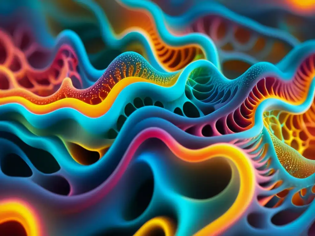 Batalla molecular: aminoácidos contra la inflamación Vibrantes aminoácidos entrelazados en lucha contra el estrés oxidativo, con estructuras complejas y colores brillantes