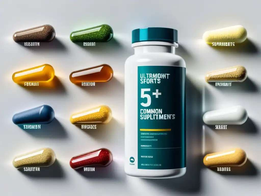 Vista detallada de suplementos deportivos mostrando etiquetas e ingredientes