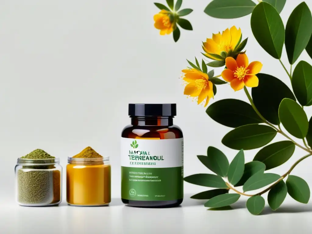 Suplementos Naturales para Testosterona: Detalles Impactantes Vista detallada de suplementos naturales para aumentar testosterona en moderna presentación blanca, resaltando colores y texturas únicas